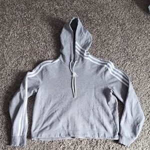 Adidas Heather Gray Hoodie with White Accents